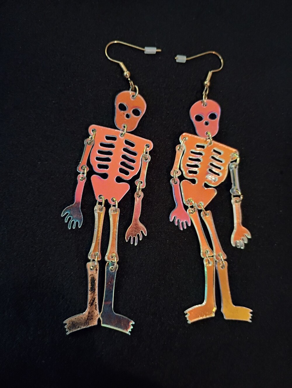 Fashion Jewelry Iridescent Orange Skeleton Drop Dangle Earrings